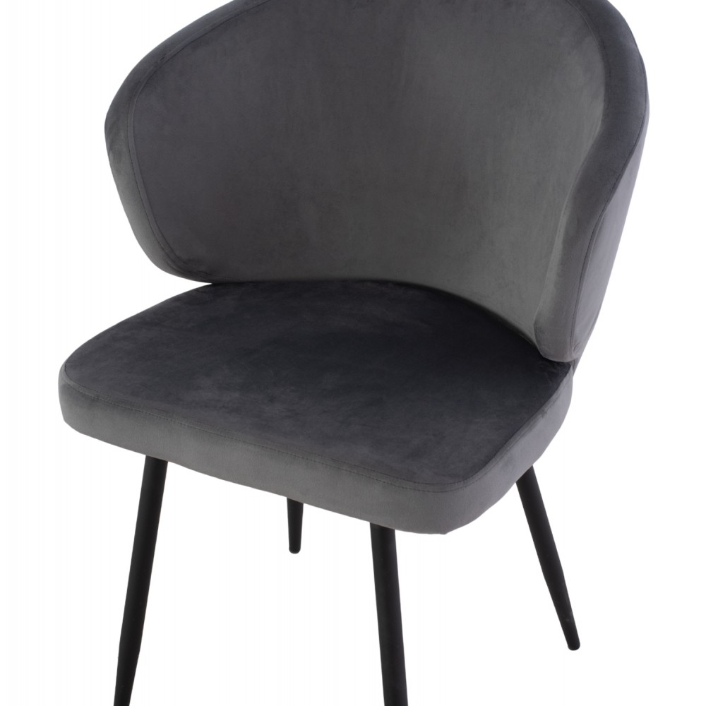 Πολυθρόνα τραπεζαρίας "JIYA" από βελούδο/μέταλλο σε χρώμα γκρί/μαύρο 60x60x85