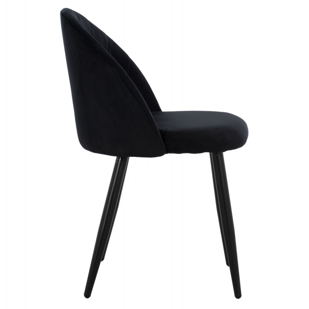 Καρέκλα τραπεζαρίας "ODED" από μέταλλο/βελούδο σε μαύρο χρώμα 45x52x77