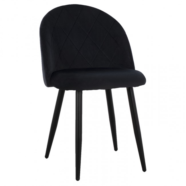 Καρέκλα τραπεζαρίας "ODED" από μέταλλο/βελούδο σε μαύρο χρώμα 45x52x77