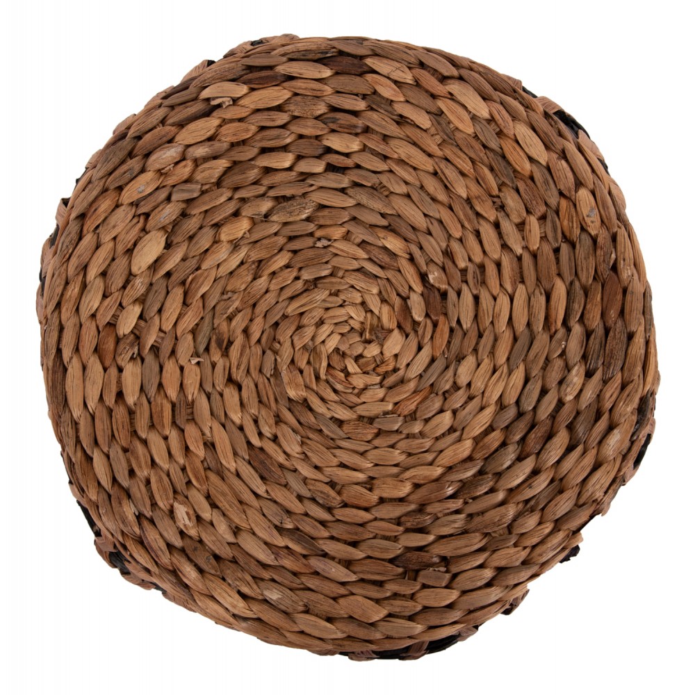 Σκαμπό "TEOFILO" από ψάθα σε φυσικό-μαύρο χρώμα Φ43x38