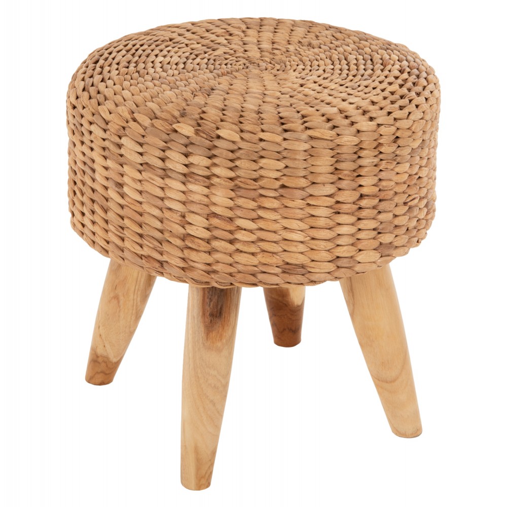 Σκαμπό "JIM" από ψάθα/ξύλο σε φυσικό χρώμα Φ43x43