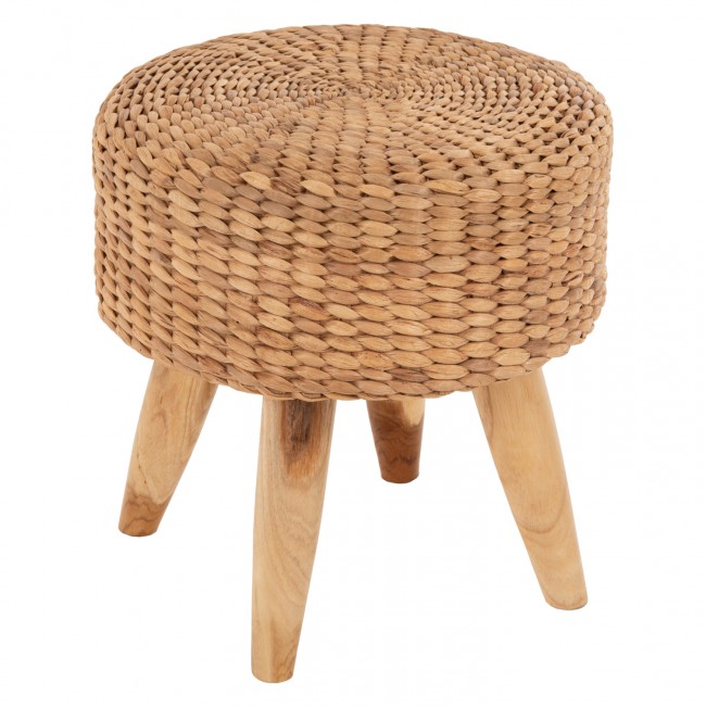 Σκαμπό "JIM" από ψάθα/ξύλο σε φυσικό χρώμα Φ43x43