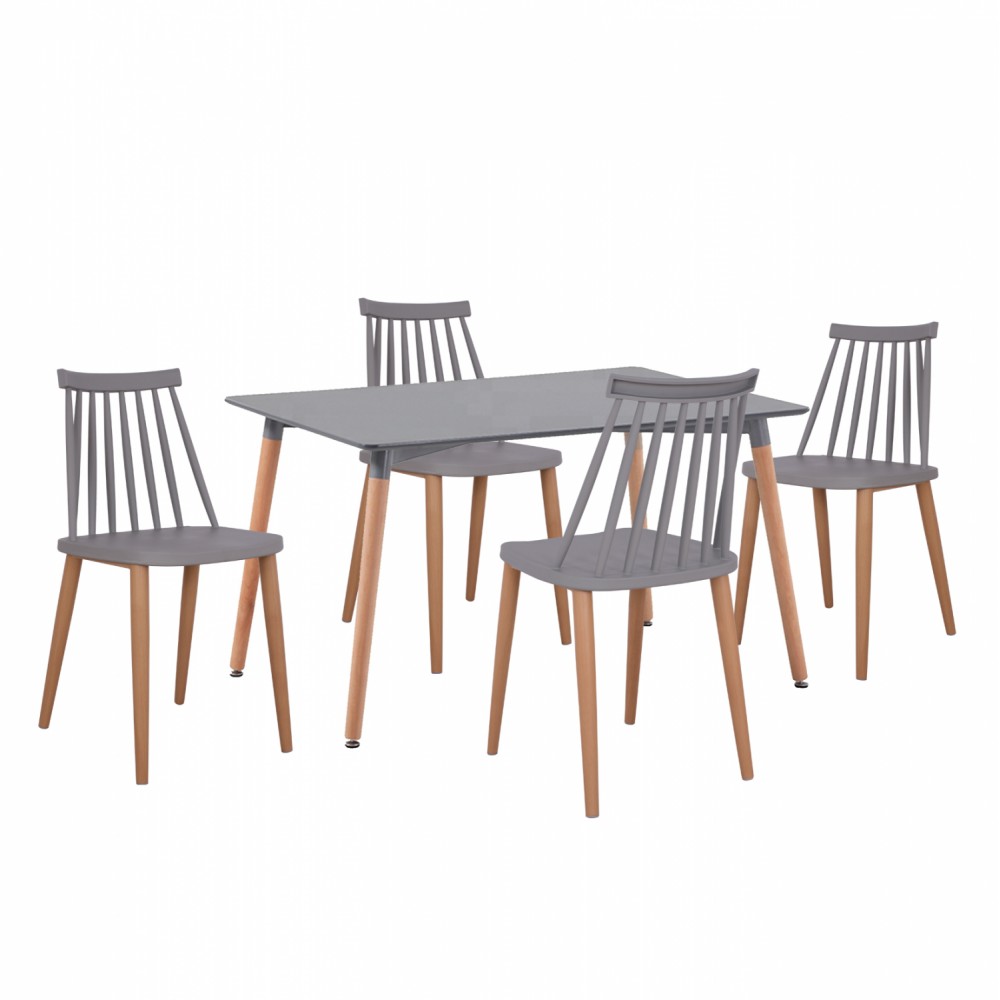 Σετ τραπεζαρίας 5τμχ από ξύλο/mdf σε χρώμα καρυδί/γκρί 120x80x73