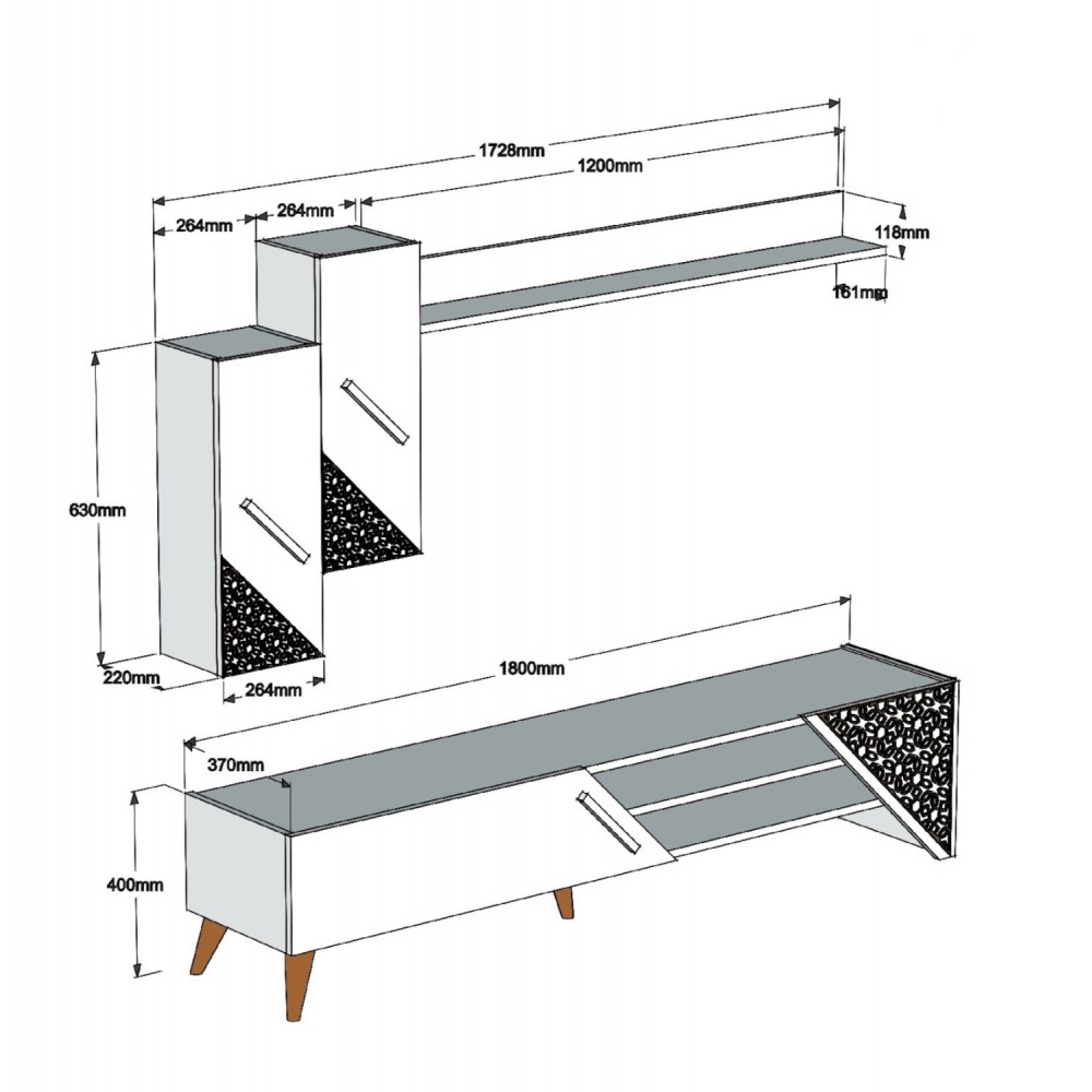 Σύνθεση τηλεορασης σε χρώμα φυσικό 180x37x40