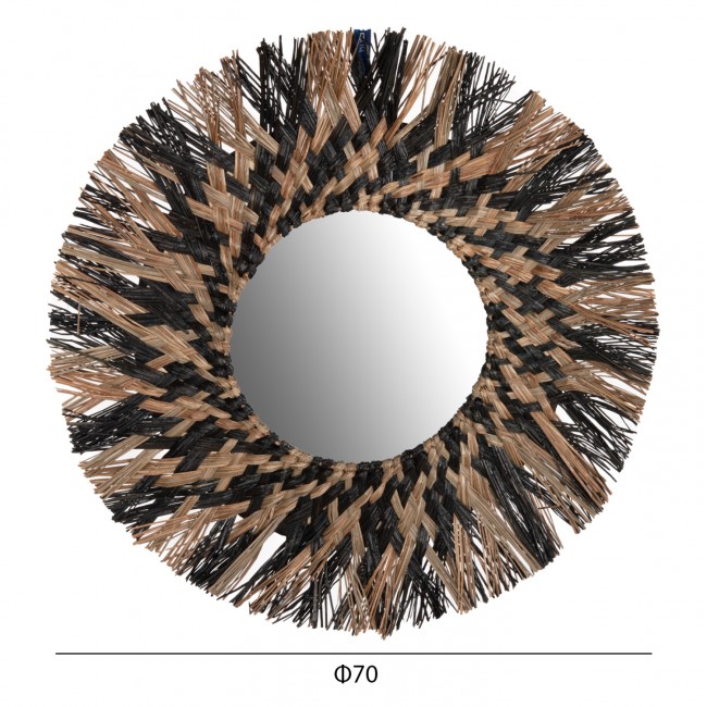 Καθρέπτης τοίχου σε φυσικό/μαύρο χρώμα Φ70