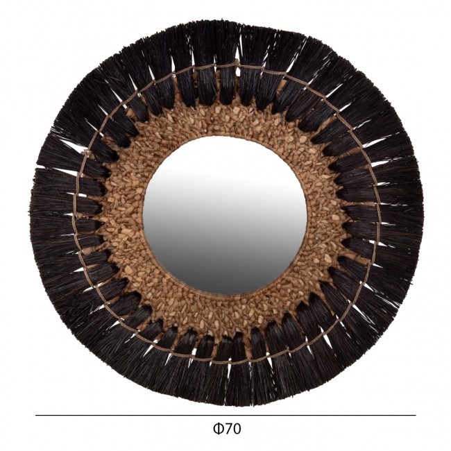 Καθρέπτης τοίχου σε μαύρο/φυσικό χρώμα Φ70