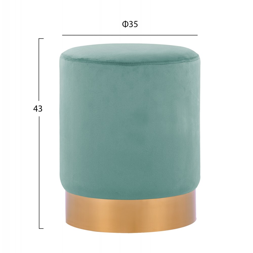 Σκαμπό "LEVY" από βελούδο/μέταλλο σε χρώμα φυστκί/χρυσό Φ35x43