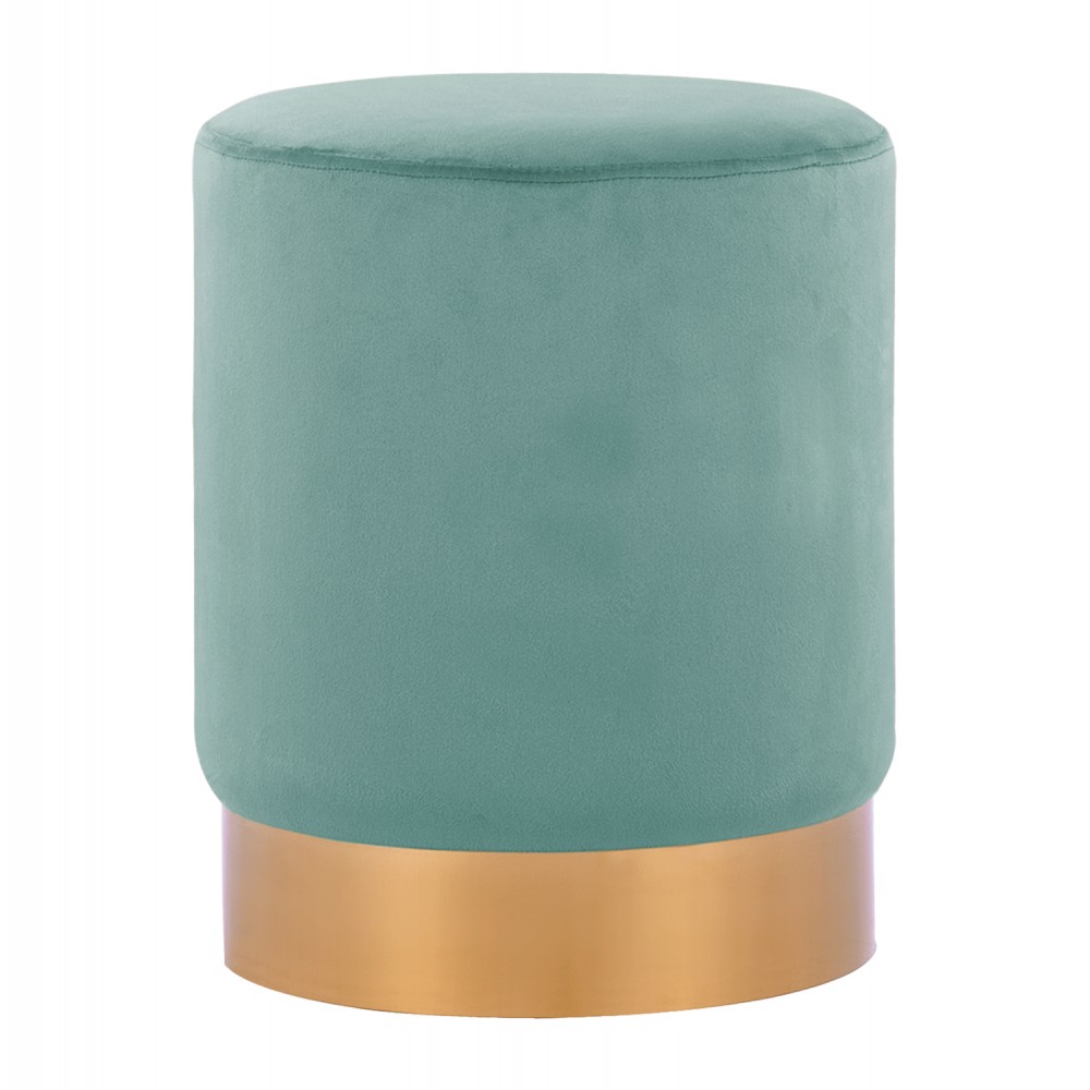 Σκαμπό "LEVY" από βελούδο/μέταλλο σε χρώμα φυστκί/χρυσό Φ35x43