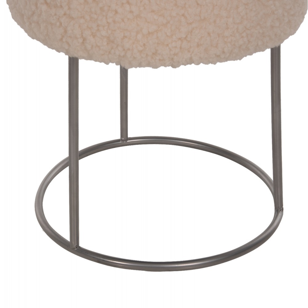 Σκαμπό "KARLO" από ύφασμα/μέταλλο σε χρώμα λευκό/ασημί Φ35x41