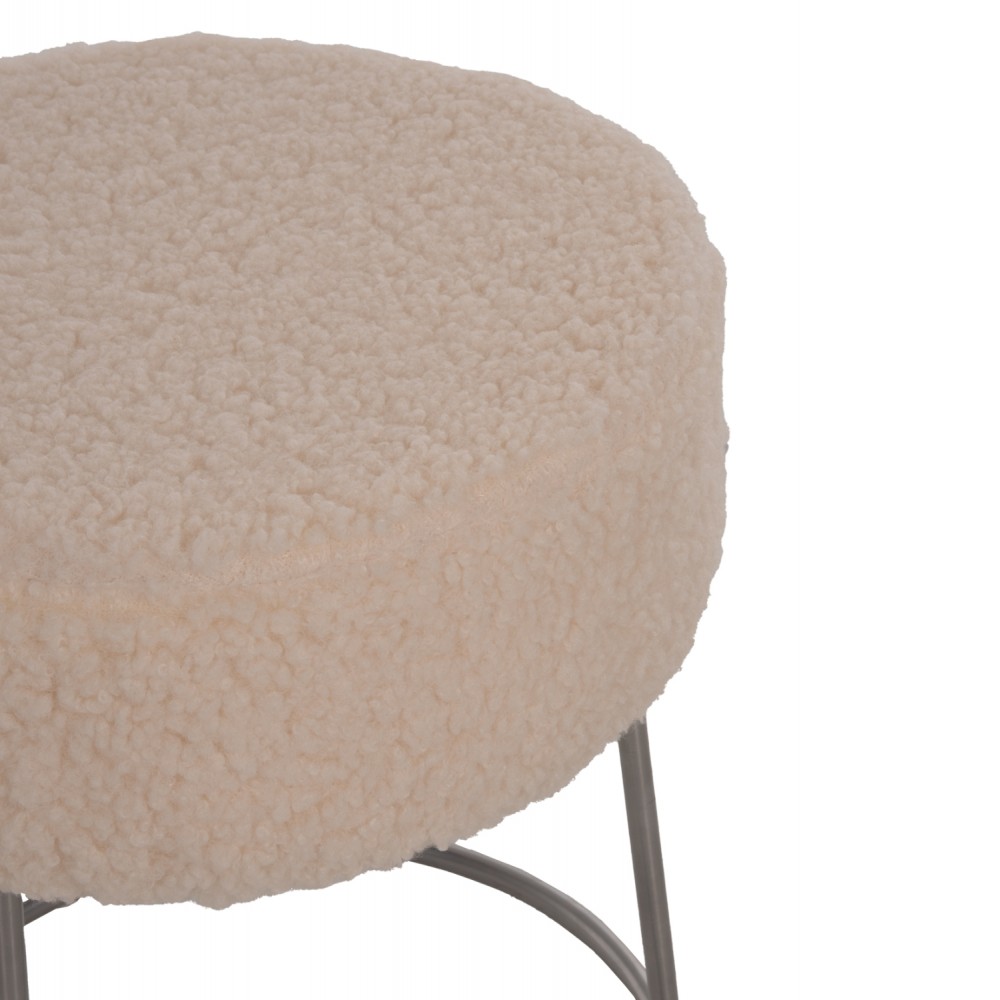 Σκαμπό "KARLO" από ύφασμα/μέταλλο σε χρώμα λευκό/ασημί Φ35x41