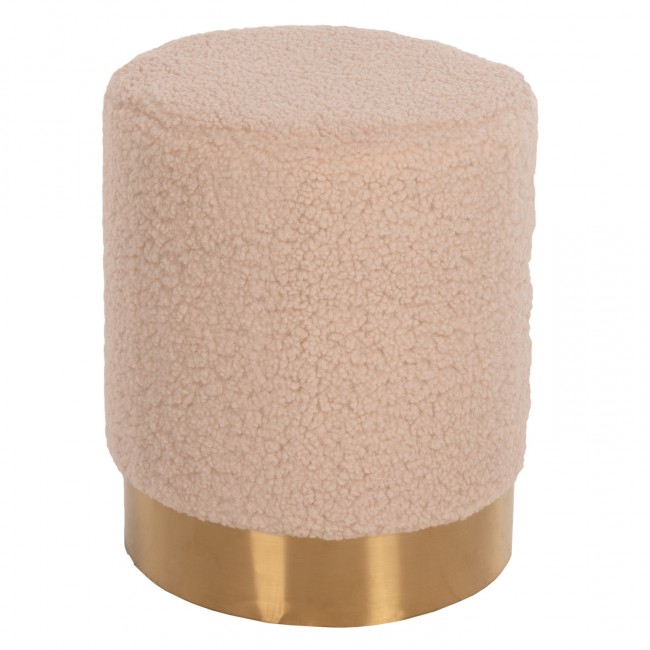 Σκαμπό "LEVY" από ύφασμα/μέταλλο σε χρώμα εκρού/χρυσό Φ35x42