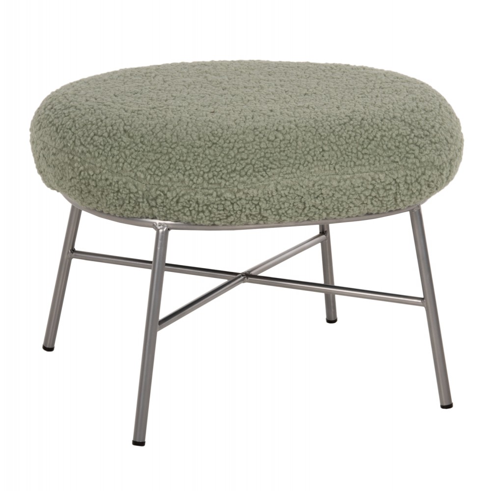 Σκαμπό-υποπόδιο "TRUDI" από ύφασμα/μέταλλο σε χρώμα φυστικί/ασημί 56x47x40