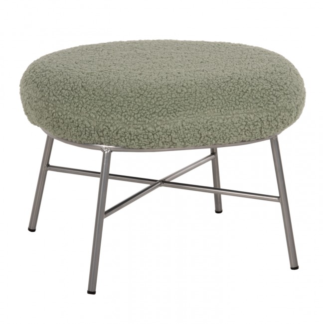 Σκαμπό-υποπόδιο "TRUDI" από ύφασμα/μέταλλο σε χρώμα φυστικί/ασημί 56x47x40