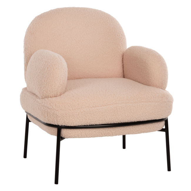 Πολυθρόνα "AGNES" από ύφασμα/μέταλλο σε χρώμα εκρού/μαύρο 74x71x83