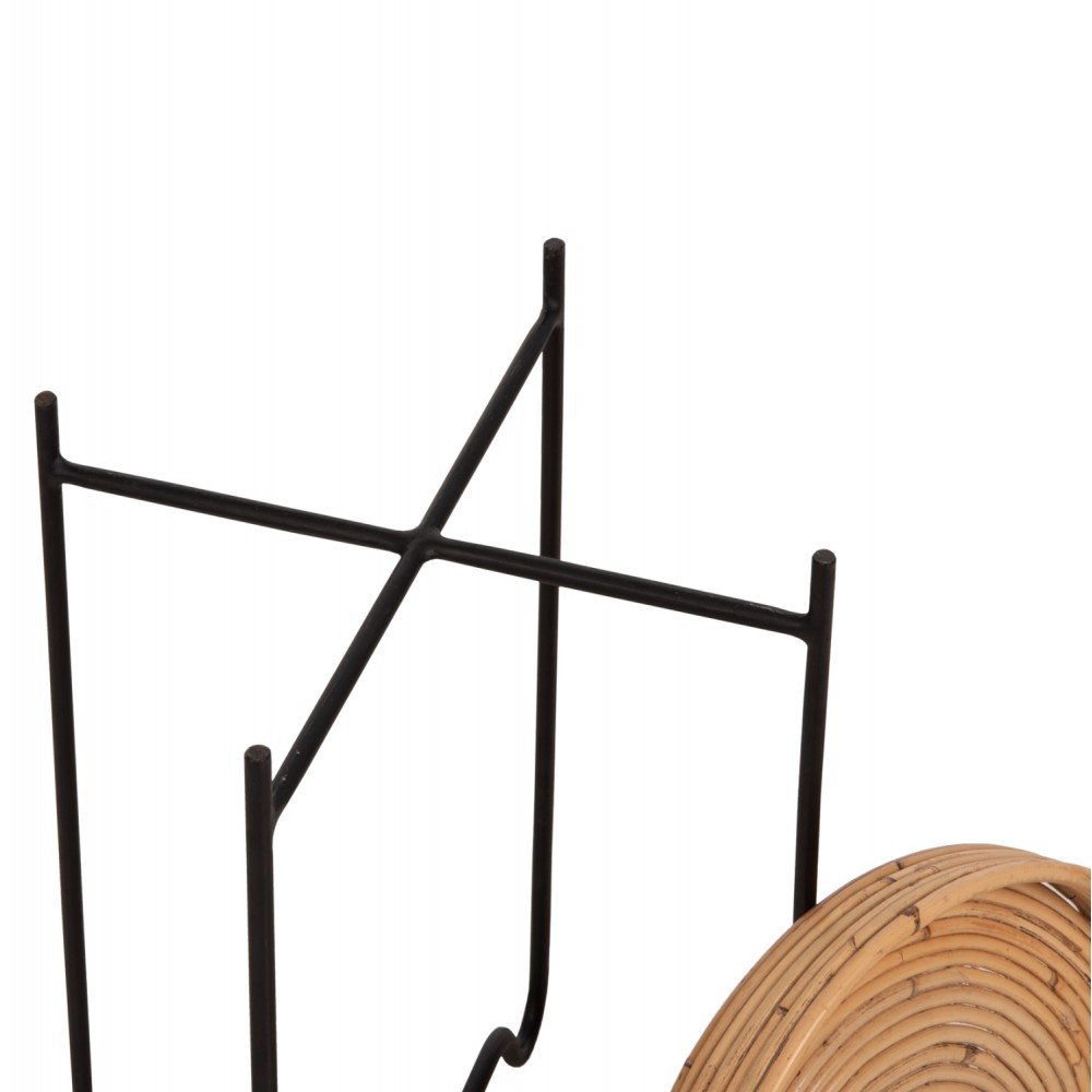 Τραπέζακι βοηθητικό "FLY" από ρατταν/μέταλλο σε μαύρο/φυσικό χρώμα Φ32x48