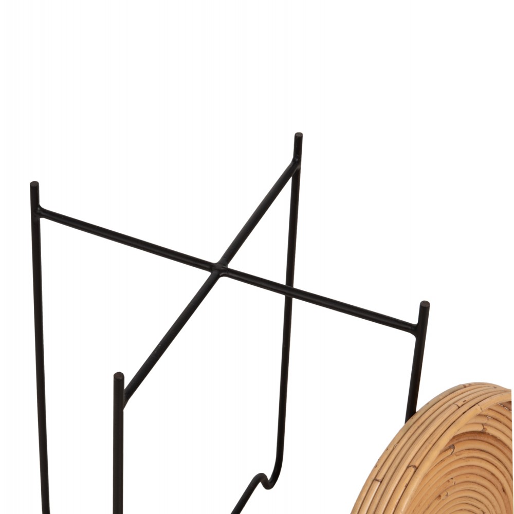 Τραπέζακι βοηθητικό "FLY" από ρατταν/μέταλλο σε φυσικό/μαύρο χρώμα Φ40x53