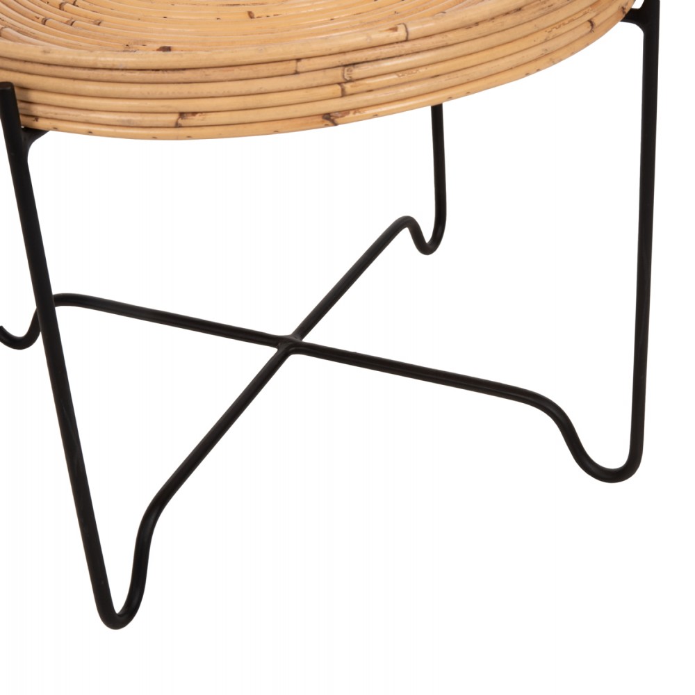 Τραπέζακι βοηθητικό "FLY" από ρατταν/μέταλλο σε φυσικό/μαύρο χρώμα Φ50x40