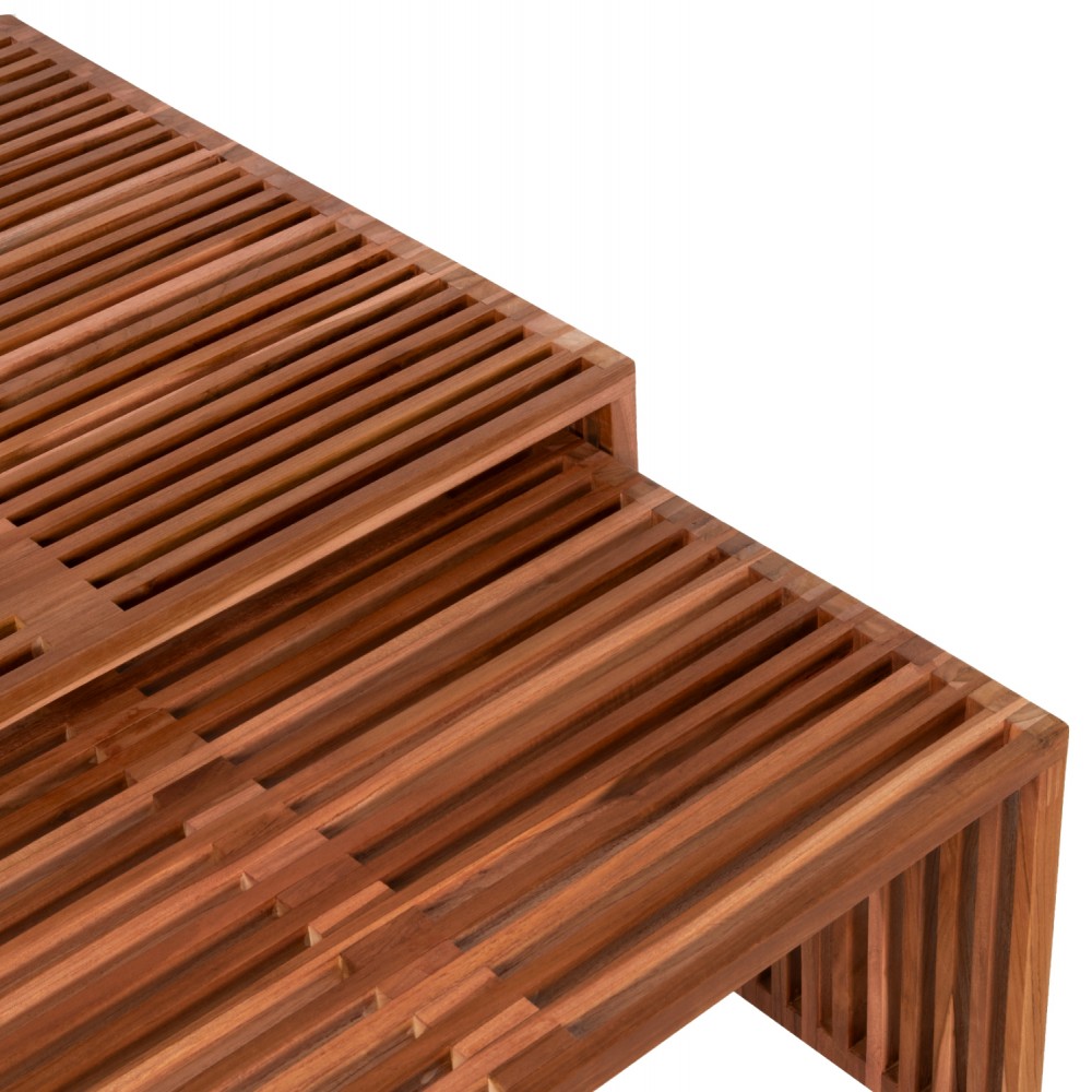 Σετ τραπέζια σαλονιού από ξύλο σε φυσικό χρώμα 86x79x46