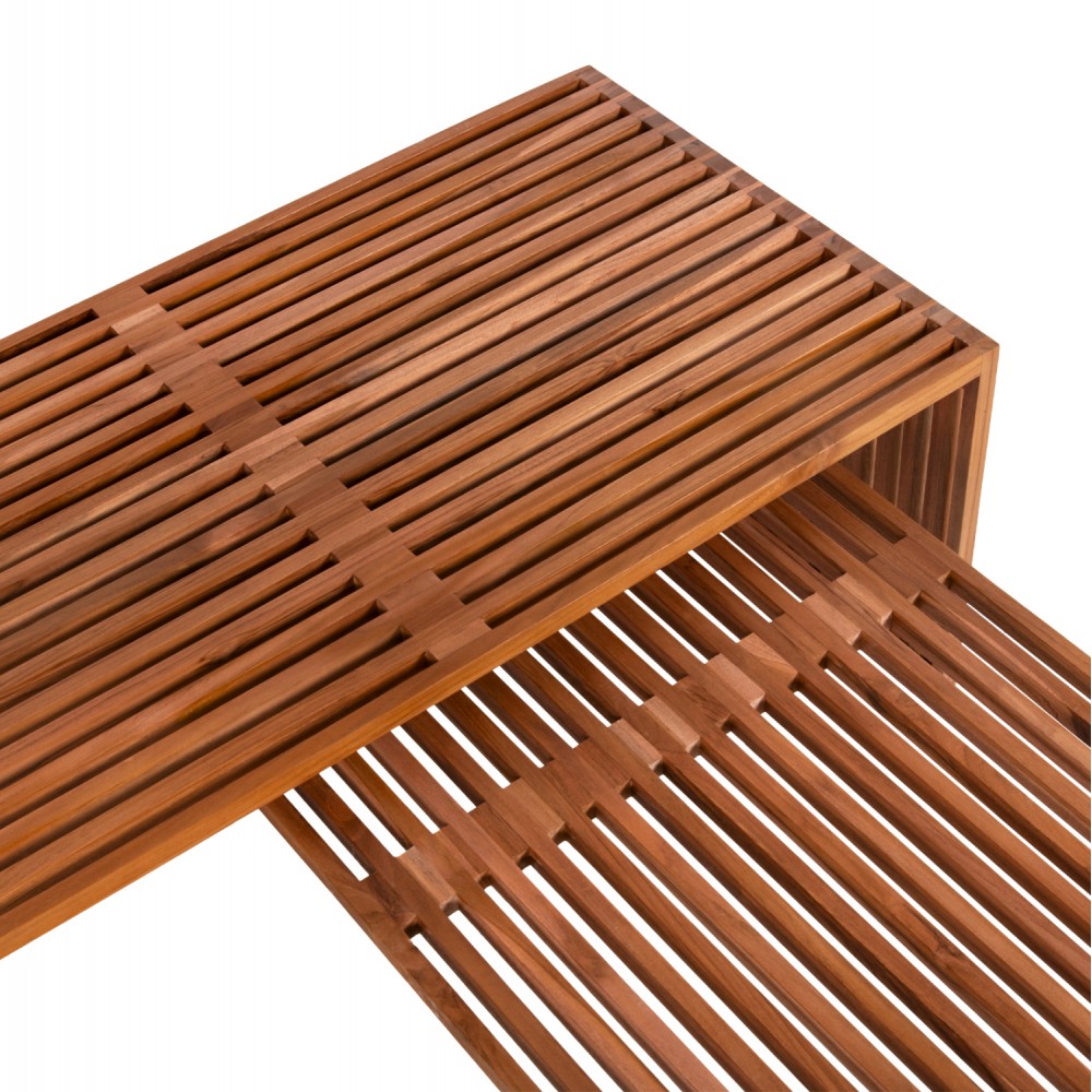 Σετ τραπέζια σαλονιού από ξύλο σε φυσικό χρώμα 116x60x46,5