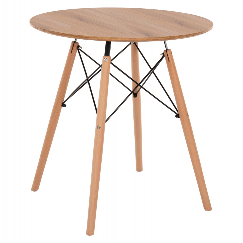 Τραπέζι "MINIMAL" από ξύλο/mdf σε χρώμα φυσικό Φ80Χ72