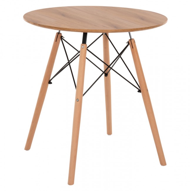 Τραπέζι "MINIMAL" από ξύλο/mdf σε χρώμα φυσικό Φ80Χ72