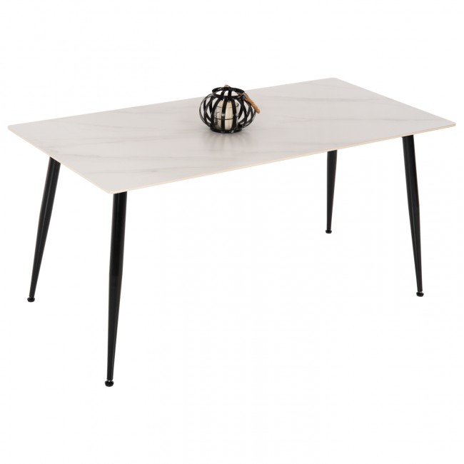 Τραπέζι "SINTERED" από sintered stone σε χρώμα λευκό μαρμάρου 160x90x76