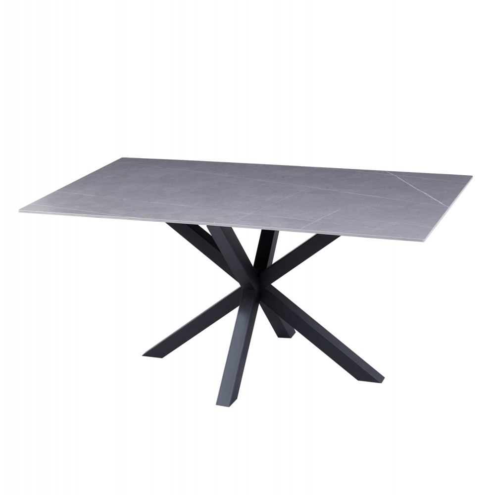 Τραπεζάκι σαλονιού από sintered stone/μέταλλο σε χρώμα γκρί/μαύρο 120x60x45,5