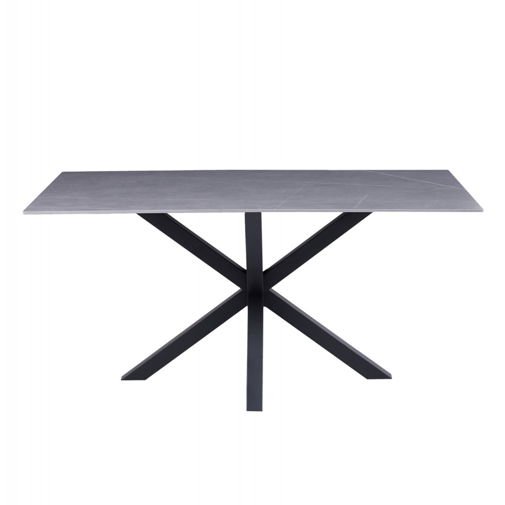 Τραπεζάκι σαλονιού από sintered stone/μέταλλο σε χρώμα γκρί/μαύρο 120x60x45,5