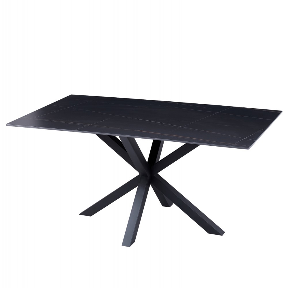 Τραπεζάκι σαλονιού από sintered stone/μέταλλο σε χρώμα μαύρο 120x60x45,5