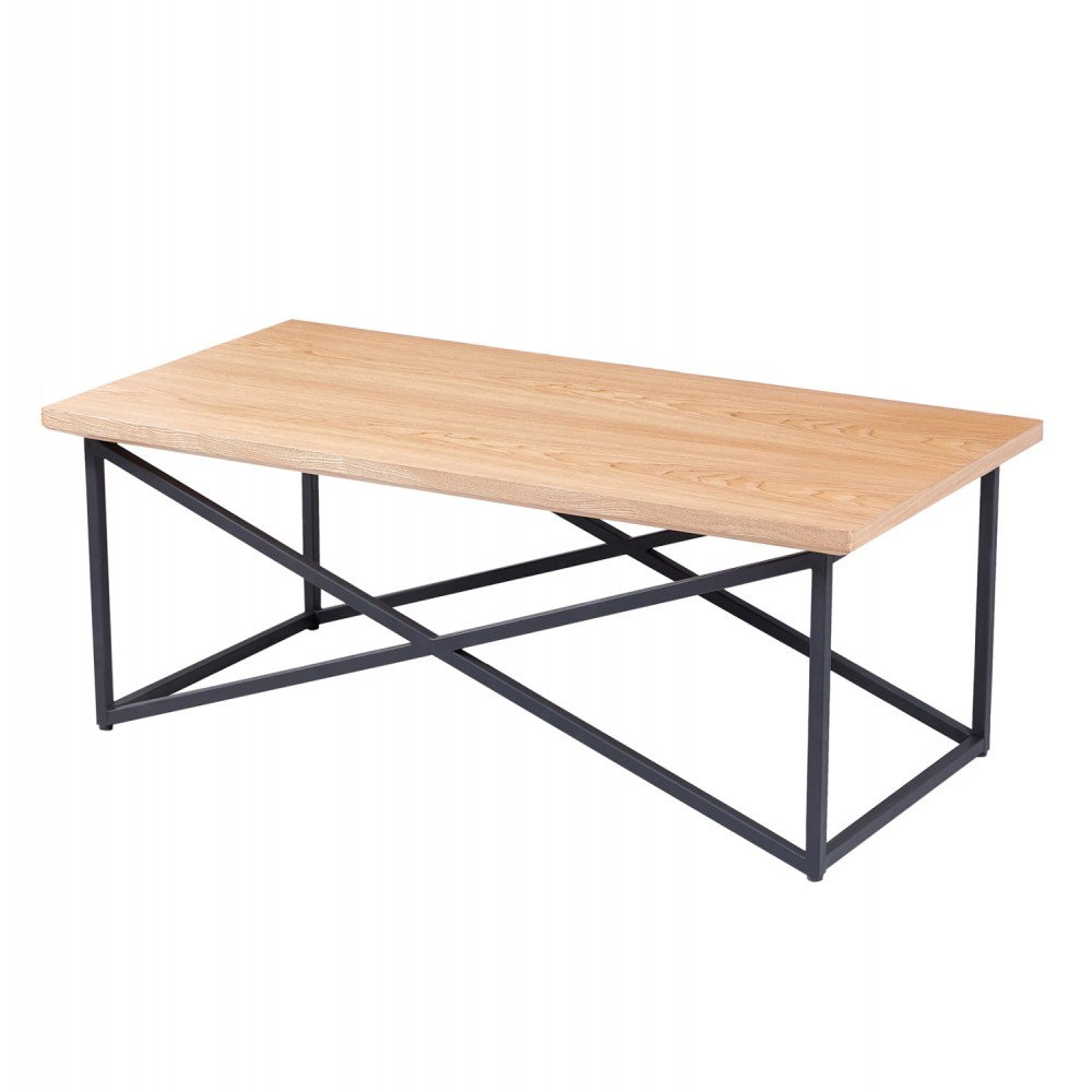 Τραπέζι σαλονιού από mdf/μέταλλο σε φυσικό/μαύρο χρώμα 120x60x45,5