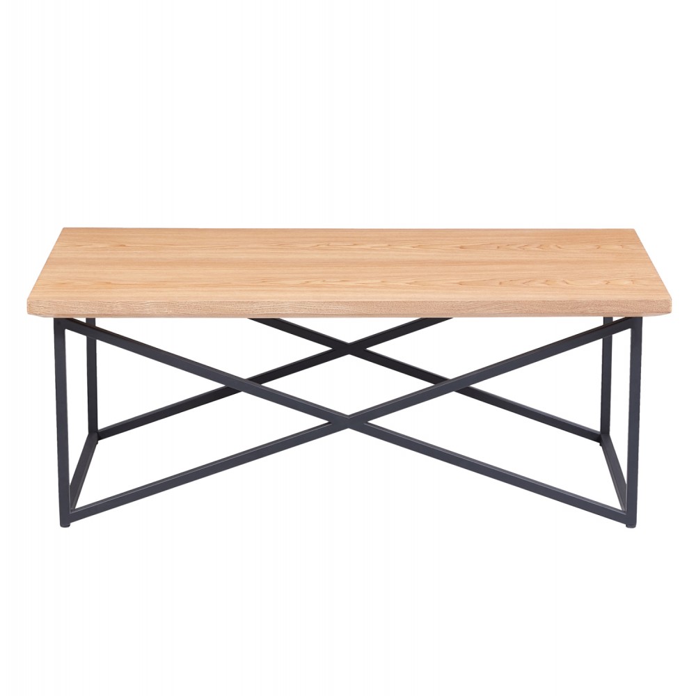 Τραπέζι σαλονιού από mdf/μέταλλο σε φυσικό/μαύρο χρώμα 120x60x45,5