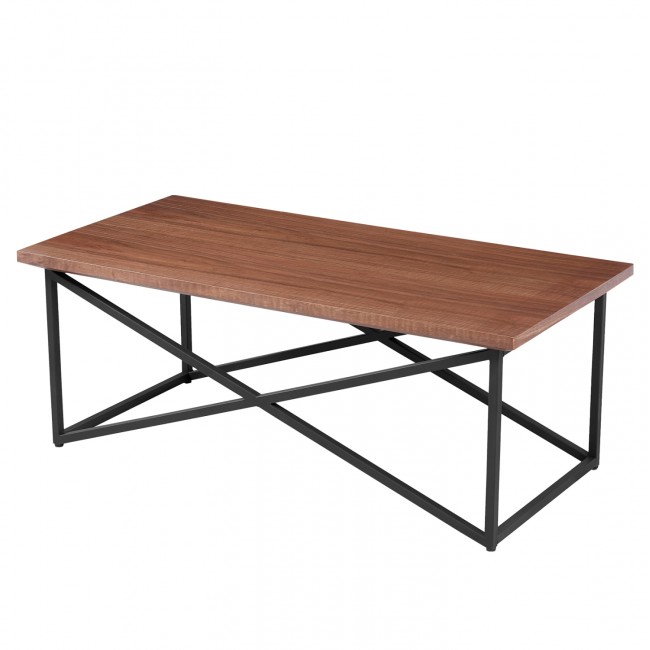 Τραπέζι σαλονιού από mdf/μέταλλο σε καρυδί/μαύρο χρώμα 120x60x45,5