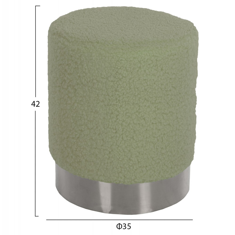 Σκαμπό "LEVY" από ύφασμα/μέταλλο σε χρώμα φυστικί/ασημί Φ35x42