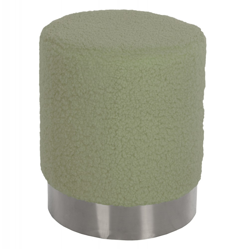 Σκαμπό "LEVY" από ύφασμα/μέταλλο σε χρώμα φυστικί/ασημί Φ35x42