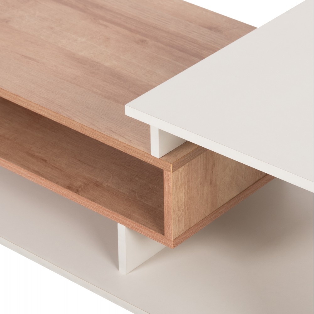Τραπέζι σαλονιού σε χρώμα φυσικό/λευκό 90x50x24,5-35