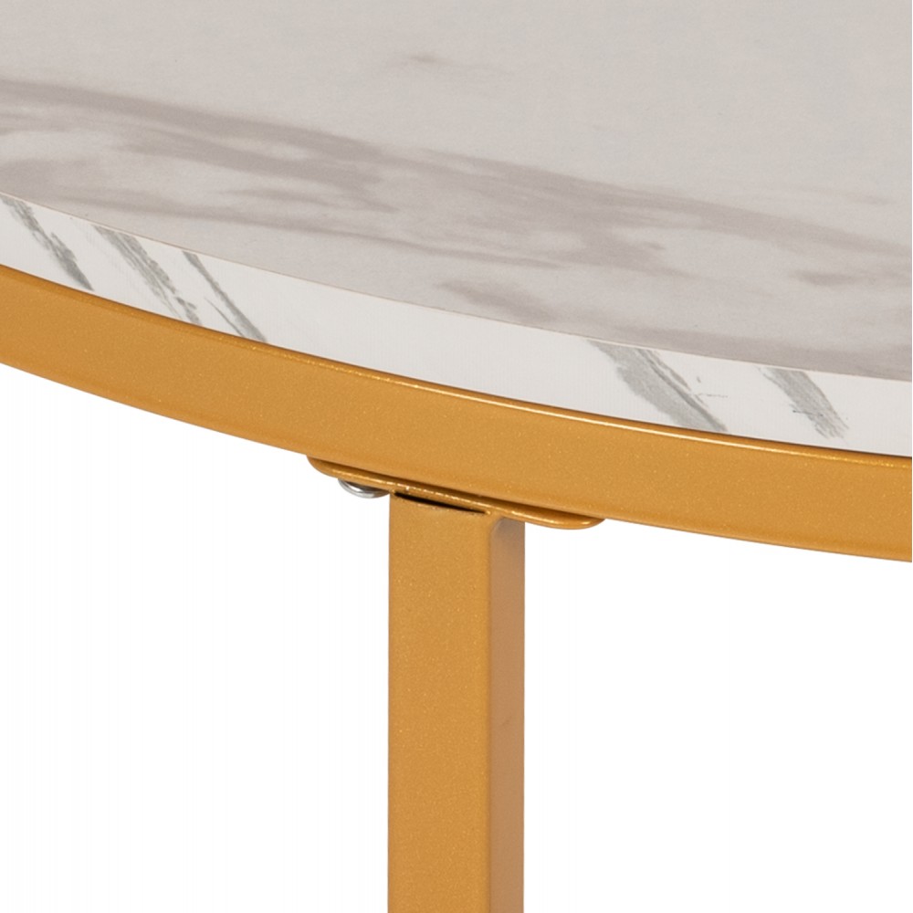 Τραπέζι σαλονιού από mdf/μέταλλο σε λευκό/χρυσό χρώμα Φ80x48,5