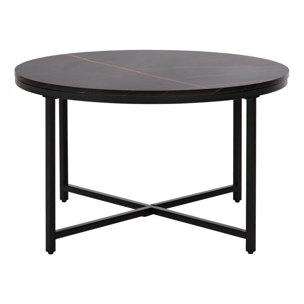 Τραπέζι σαλονιού από mdf/μέταλλο σε μαύρο χρώμα Φ80x48,5