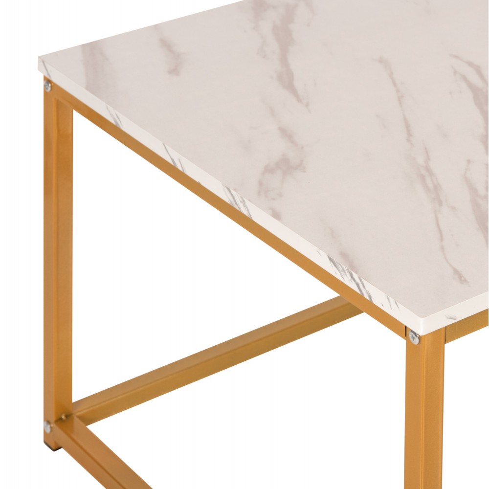 Τραπέζι σαλονιού "SAFFRON" από mdf/μέταλλο σε λευκό/χρυσό χρώμα 95x55x43,5