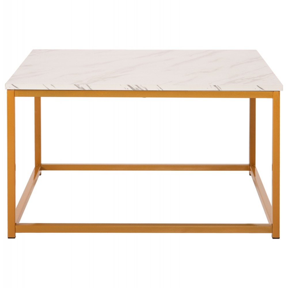 Τραπέζι σαλονιού "BRAYLEN" από mdf/μέταλλο σε λευκό/χρυσό χρώμα 75x75x43,5