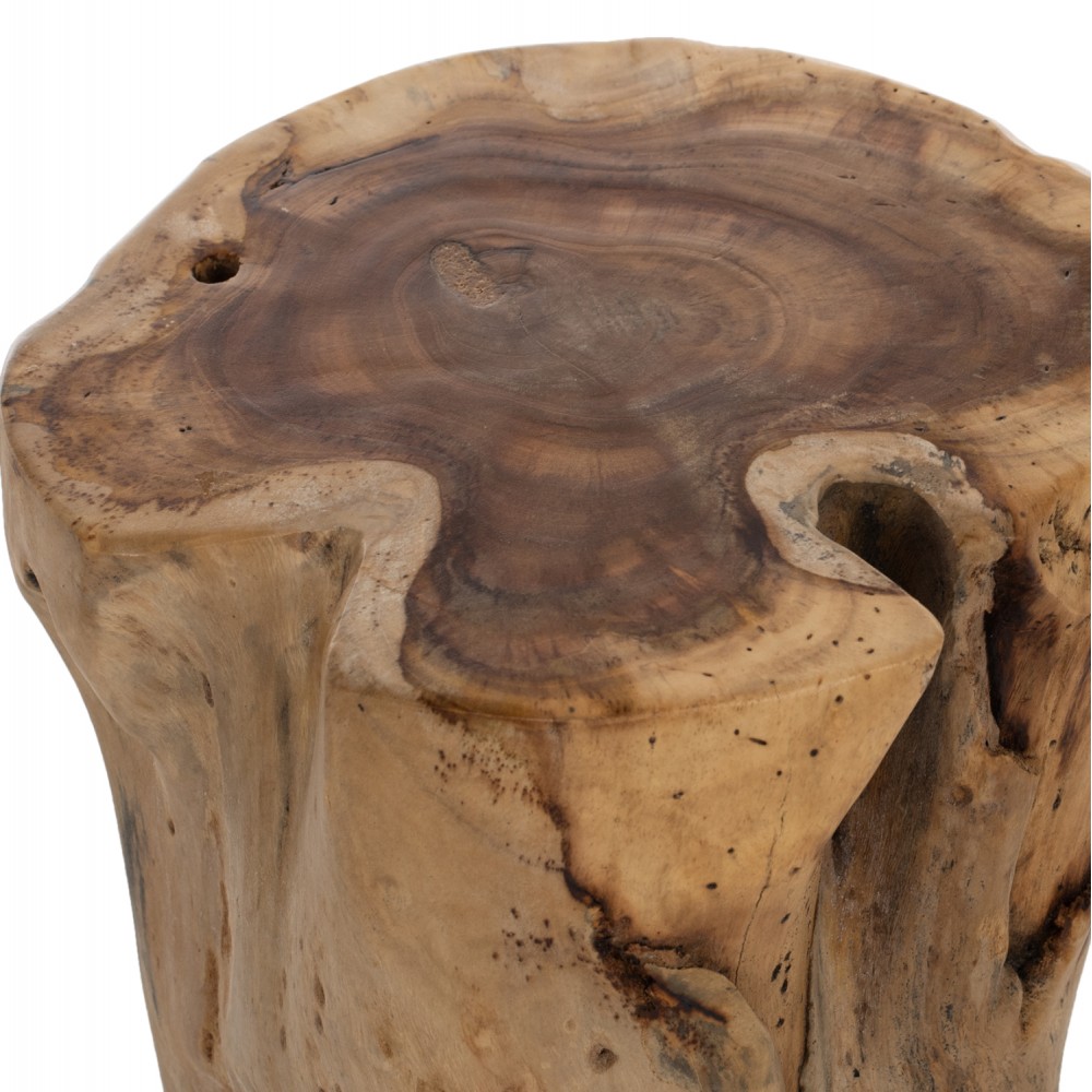 Τραπεζάκι βοηθητικό κορμός από μασιφ σε φυσικό χρώμα Φ30-35x45