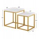 Τραπεζάκια "GRELAY" από mdf/μέταλλο σε χρώμα λεύκο/χρυσό 45x45x50-37x37x43