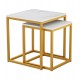 Τραπεζάκια "GRELAY" από mdf/μέταλλο σε χρώμα λεύκο/χρυσό 45x45x50-37x37x43