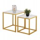 Τραπεζάκια "GRELAY" από mdf/μέταλλο σε χρώμα λεύκο/χρυσό 45x45x50-37x37x43