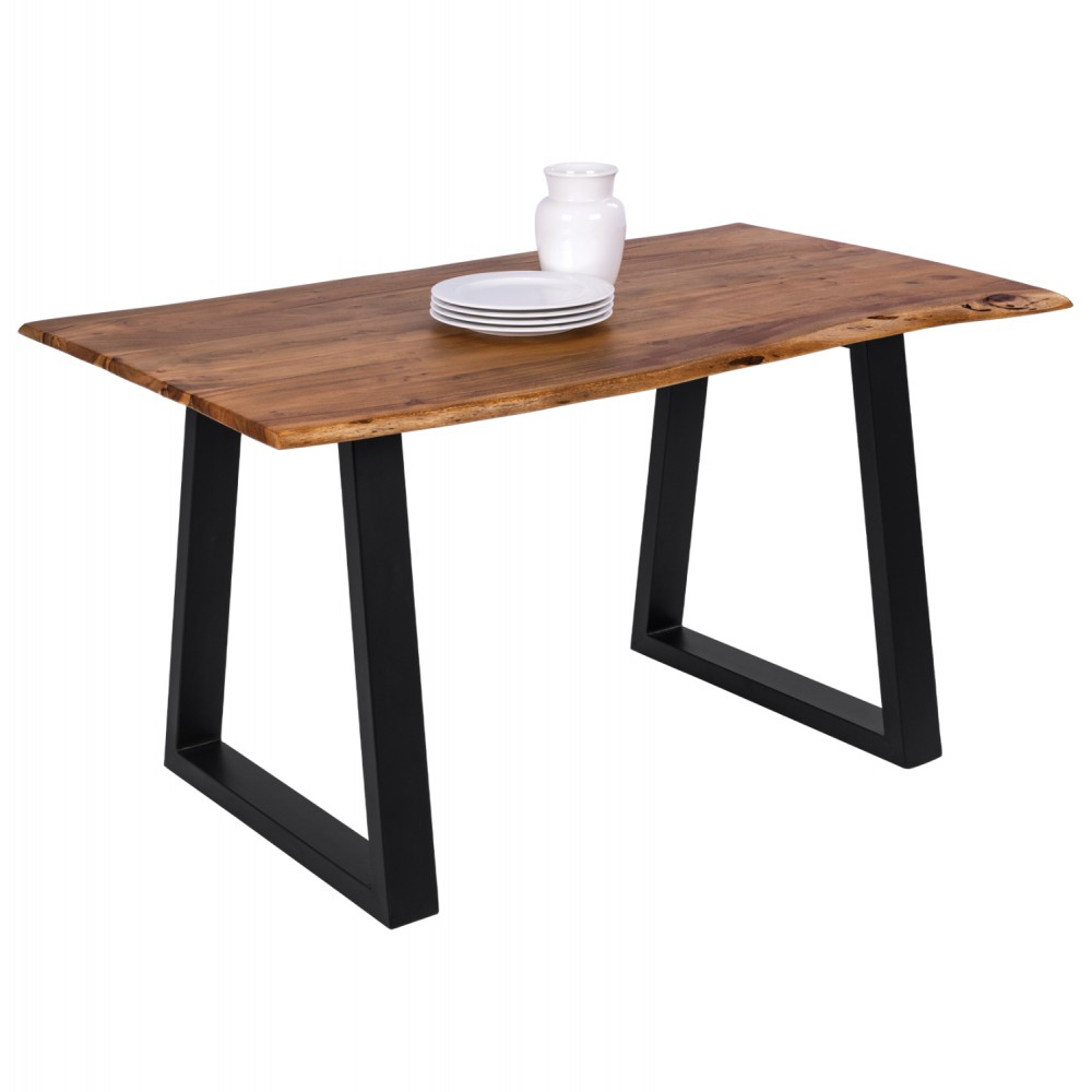 Τραπέζι "MONTANA" από ξύλο/μέταλλο σε φυσικό/μαύρο χρώμα 140x80x77