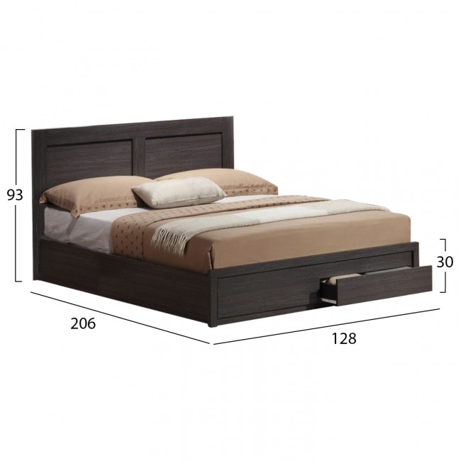 Κρεβάτι ημίδιπλο "CAPRI" σε χρώμα zebrano 120x200