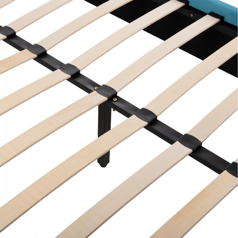 Κρεβάτι ημίδιπλο "MAYLIN" από ύφασμα σε χρώμα τιρκουάζ 120x200