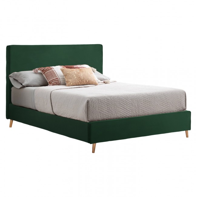 Κρεβάτι διπλό "INDRA" από ύφασμα σε χρώμα κυπαρισσί 160x200