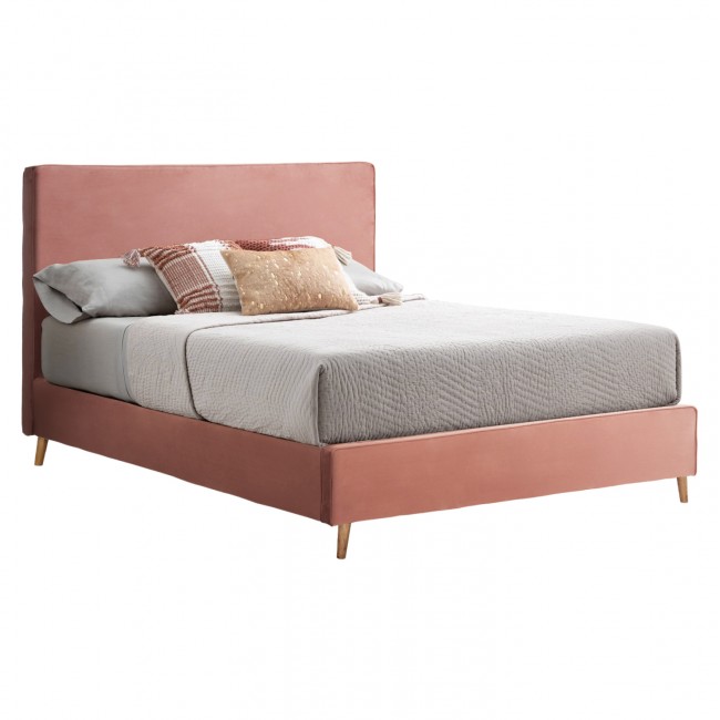 Κρεβάτι διπλό "INDRA" από ύφασμα σε χρώμα σάπιο μήλο 160x200