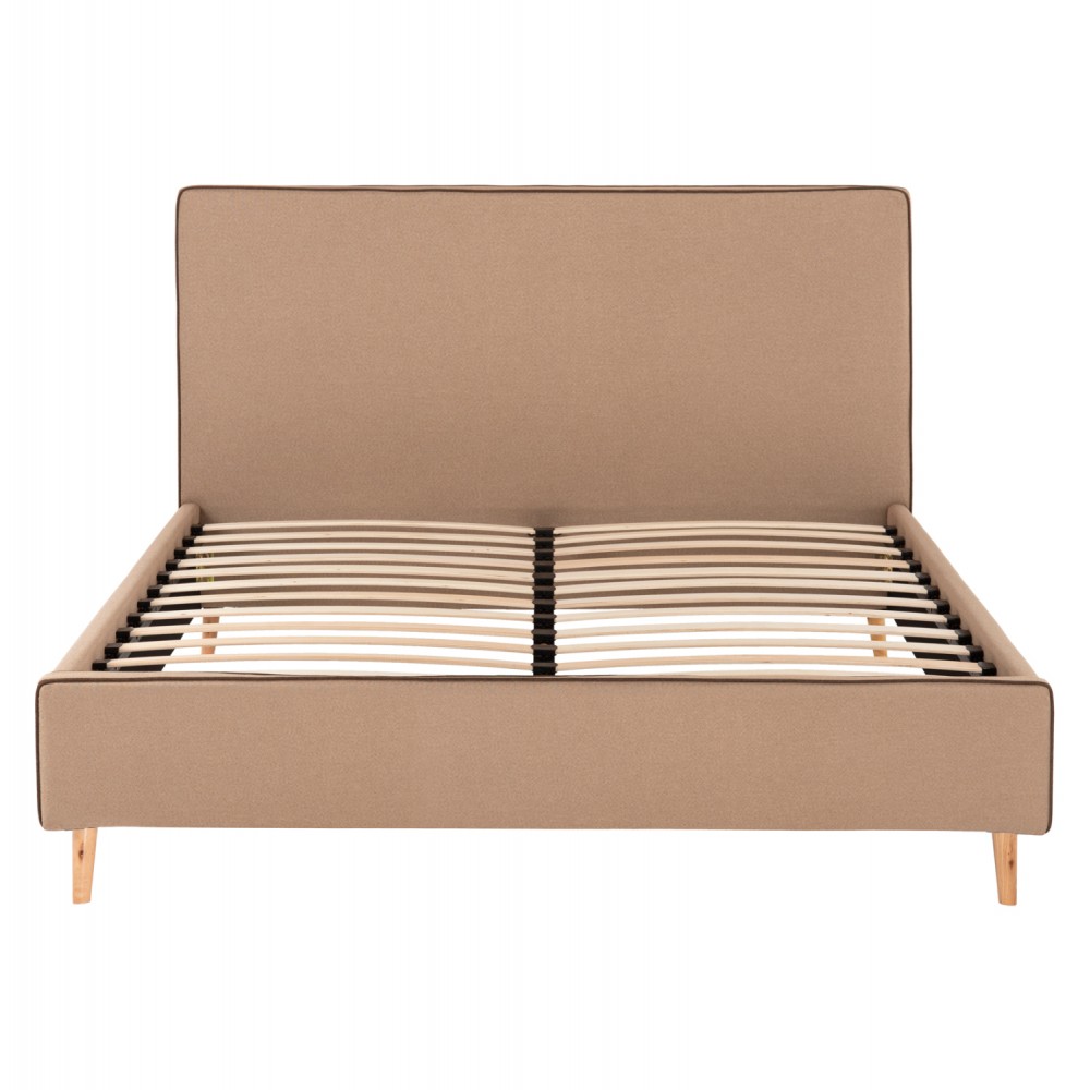 Κρεβάτι διπλό "INDRA" από ύφασμα σε χρώμα μπεζ 160x200