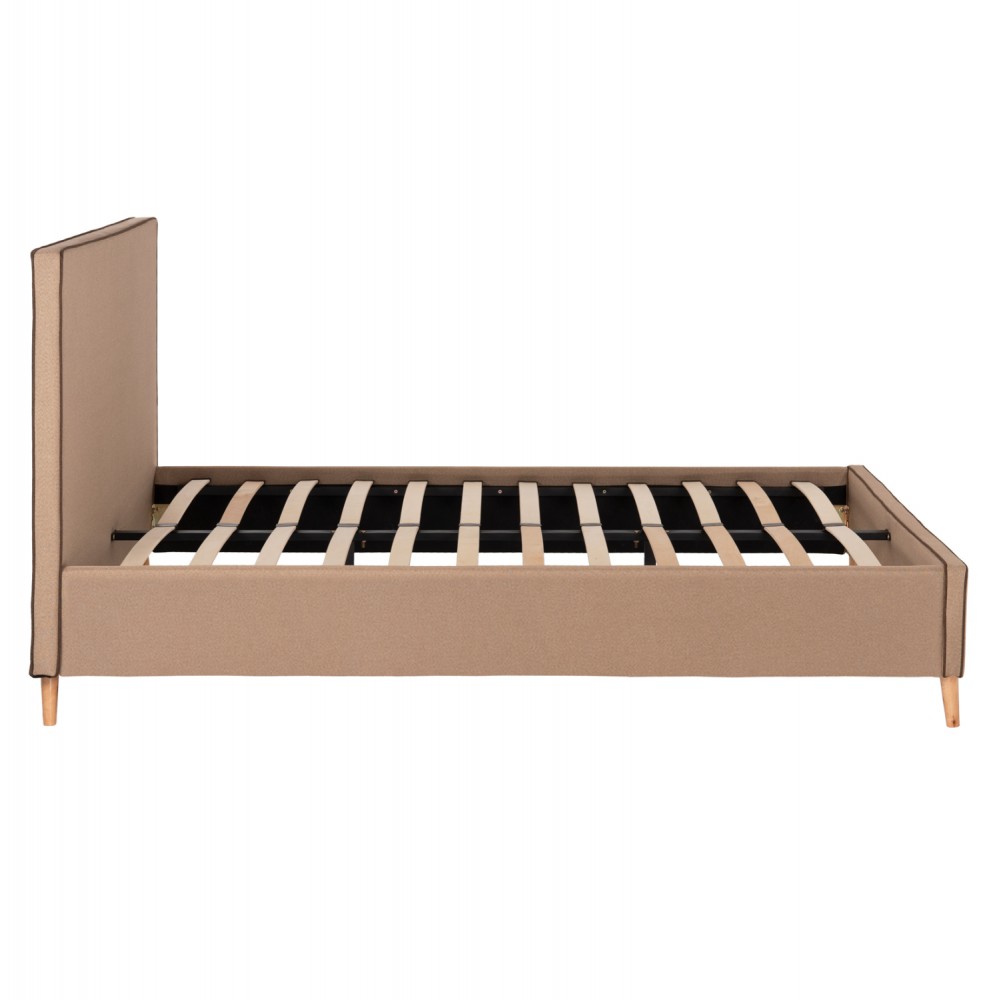 Κρεβάτι διπλό "INDRA" από ύφασμα σε χρώμα μπεζ 160x200